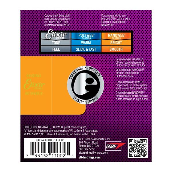 Elixir 80/20 Bronze Nanoweb Extra Light 10-47