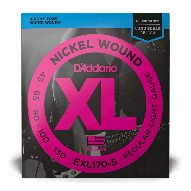 Hovedbilde D'Addario EXL170-5 Light Long Scale 5-String Bass (045-130)