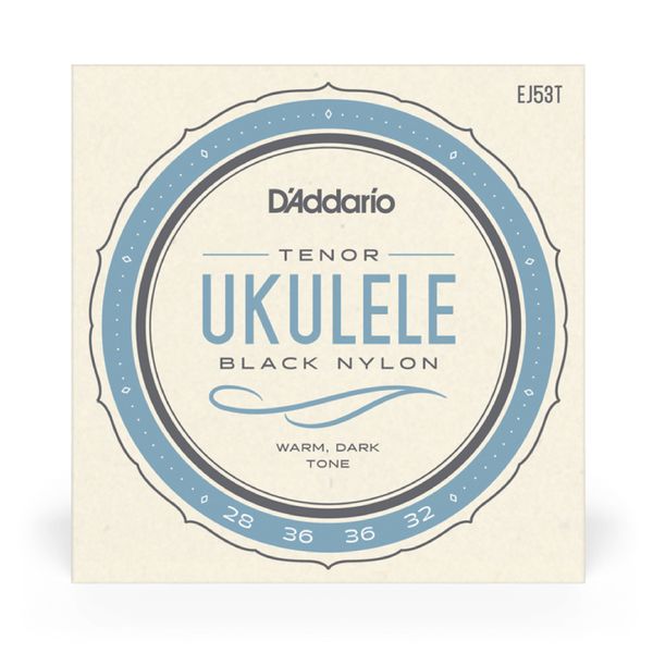 D'Addario EJ53T Hawaii Tenor Ukulele Strenger, Black Nylon