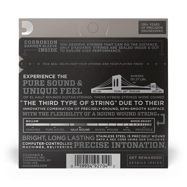 D'Addario EHR350 Half Rounds Jazz Light El. Gitar Strenger (12-52)