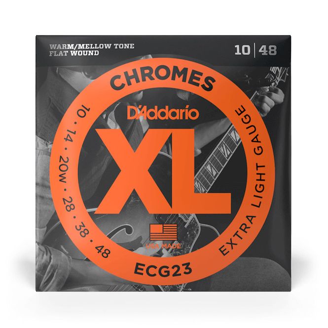 Hovedbilde D'Addario ECG23 Chromes Flat Wound Extra Light El. Gitar Strenger (10-48)